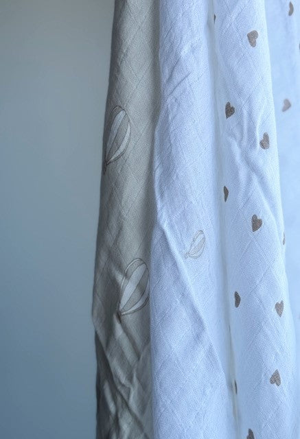 Set of 3 Bamboo Muslin Swaddles – Hot Air Balloon Print