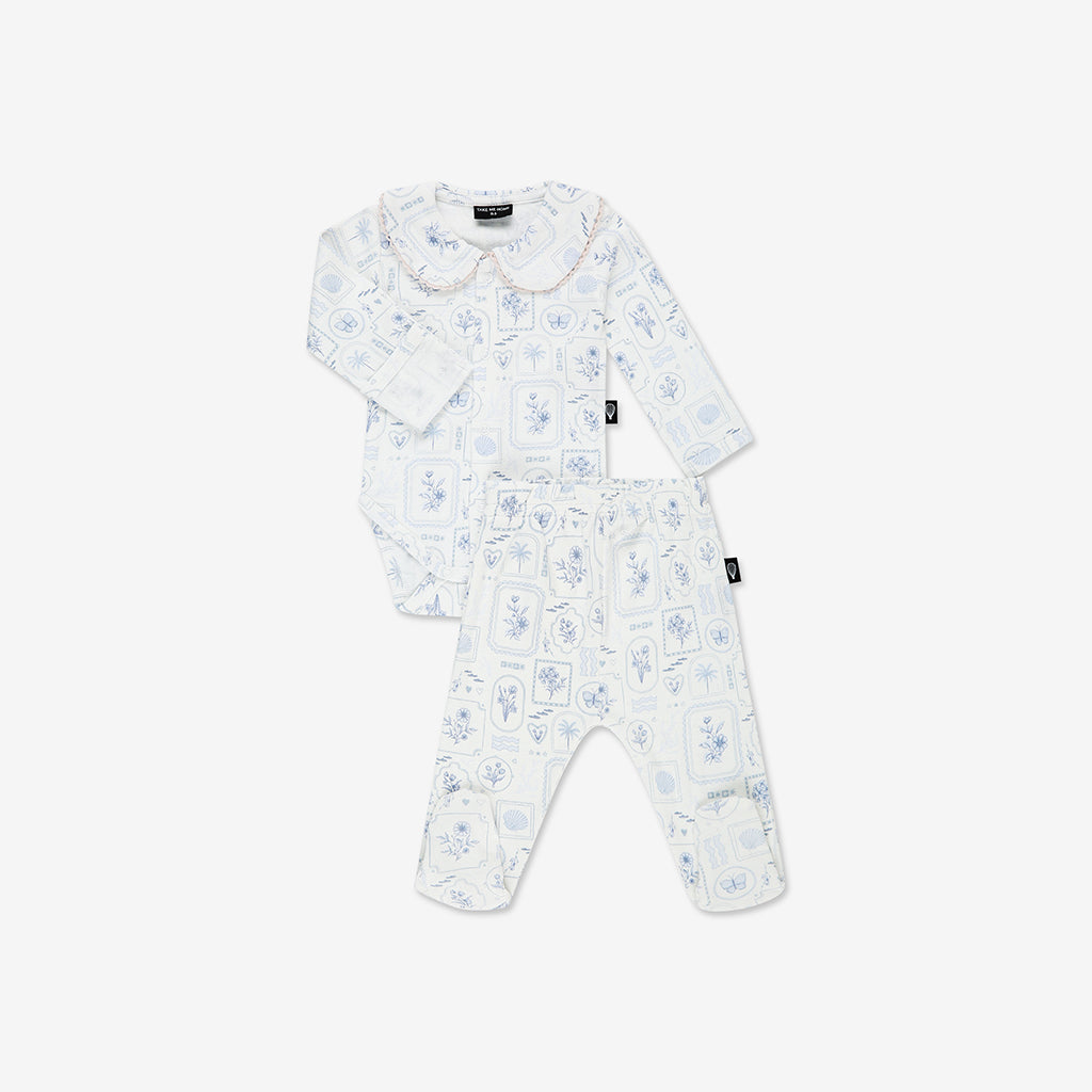 סט בגד גוף ומכנסיים ארוכים גלויות 0-3