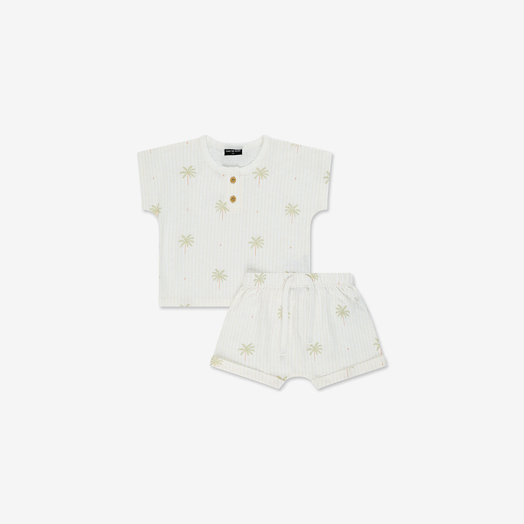 סט חולצה ומכנסיים דקלים