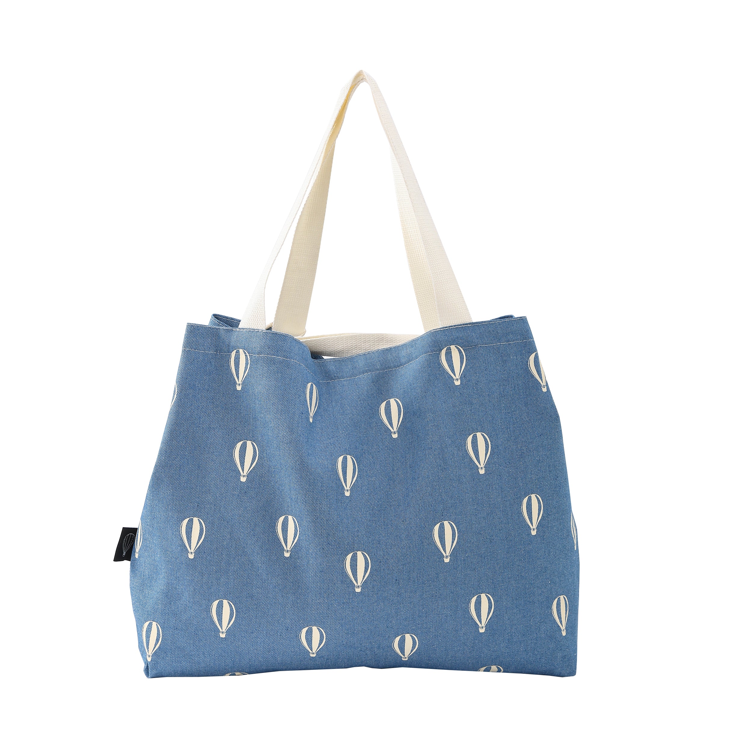 תיק טוט עם רוכסן צבע ג'ינס כדור פורח