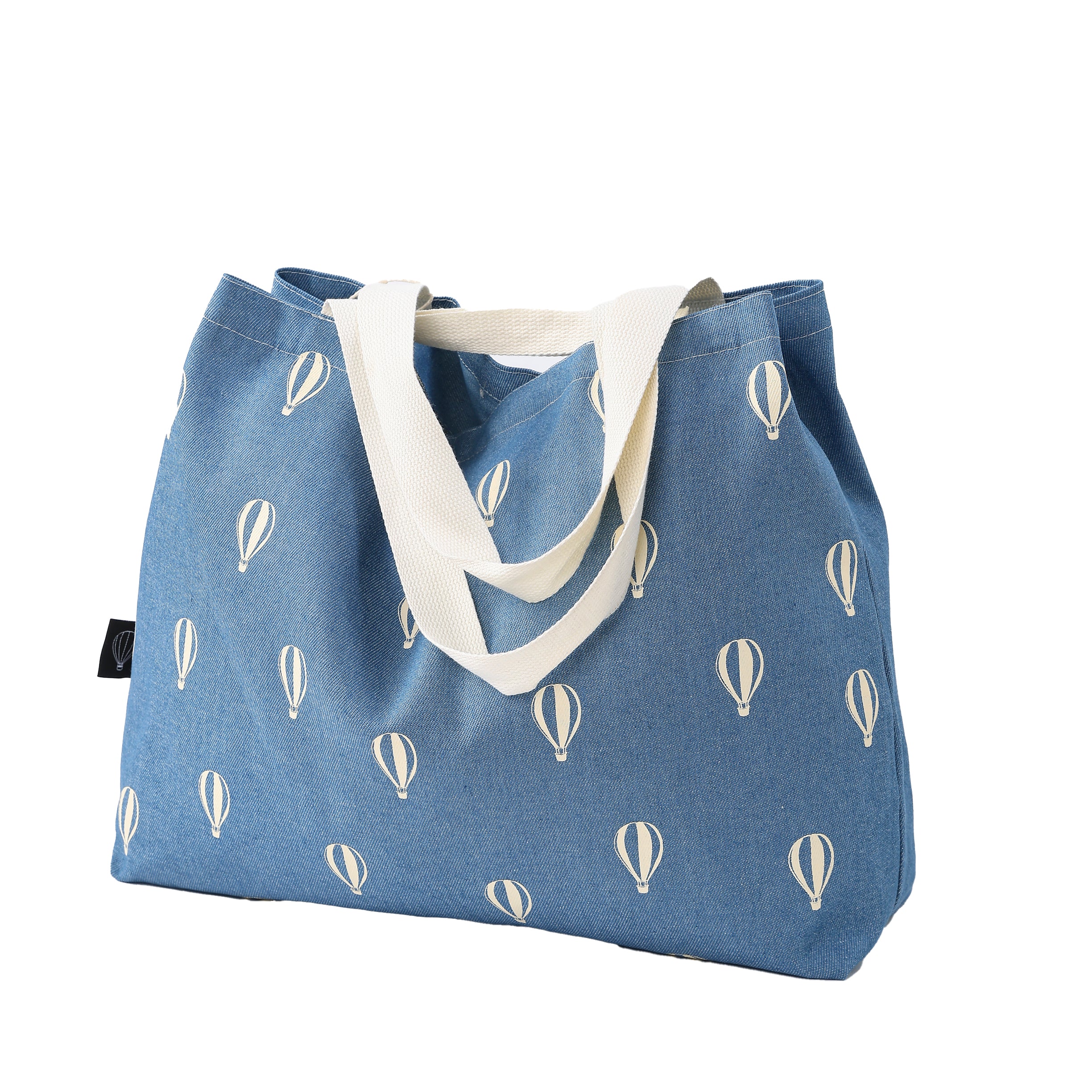 תיק טוט עם רוכסן צבע ג'ינס כדור פורח