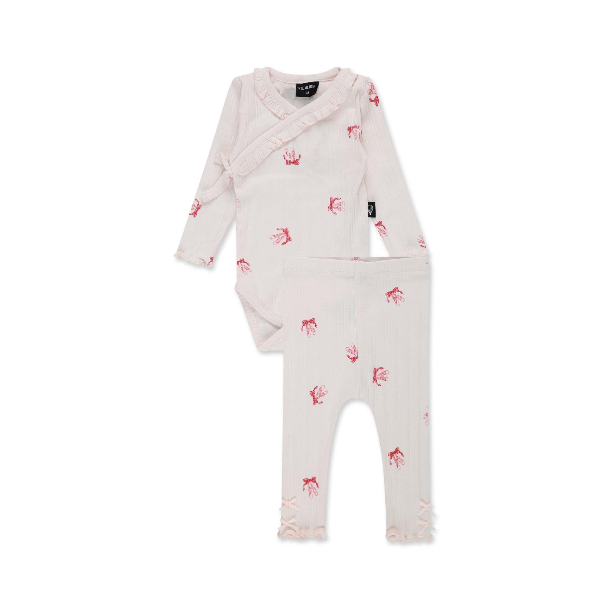 סט בגד גוף ומכנסיים פפיונים