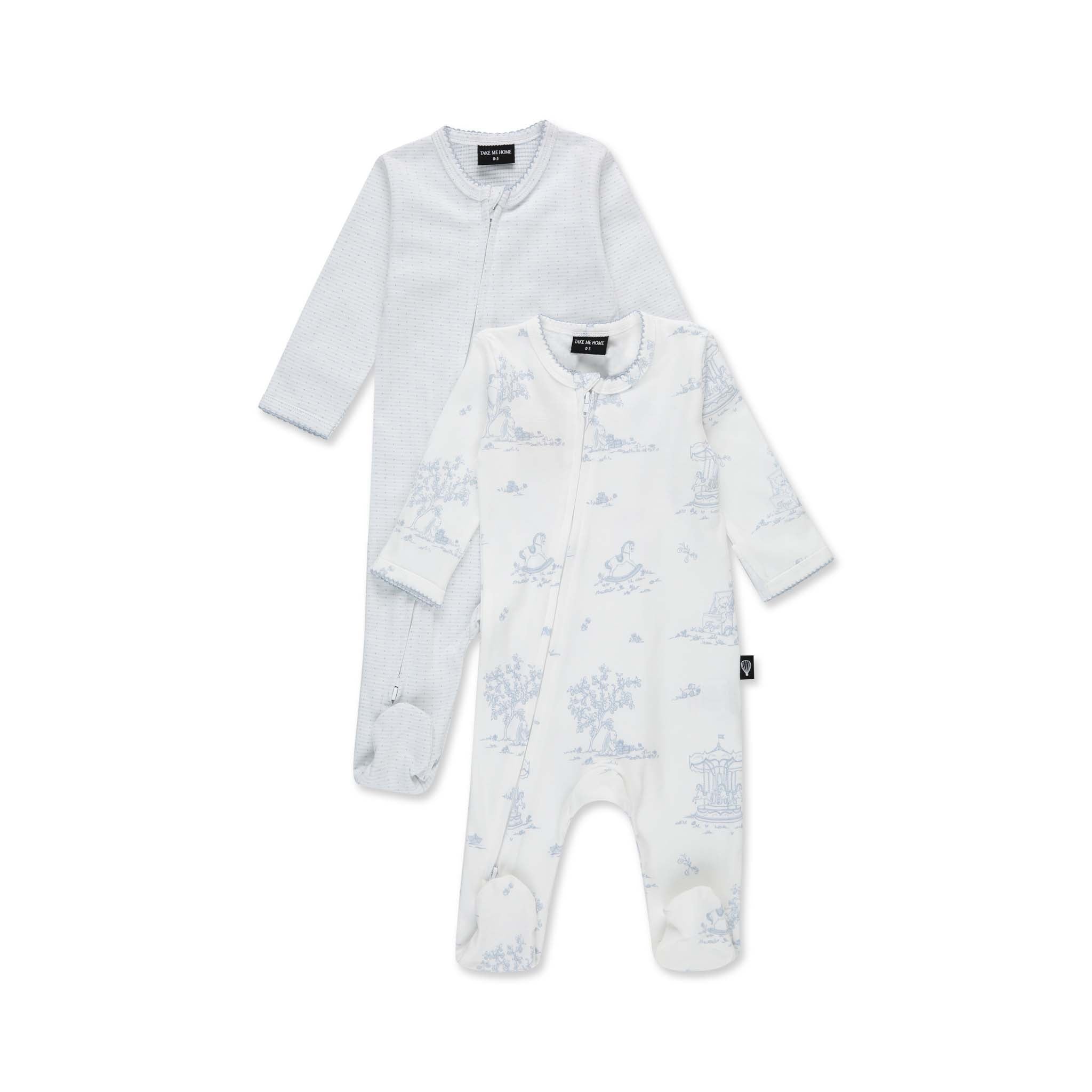 מארז אוברולים עם רוכסן טוואל כחול 0-3