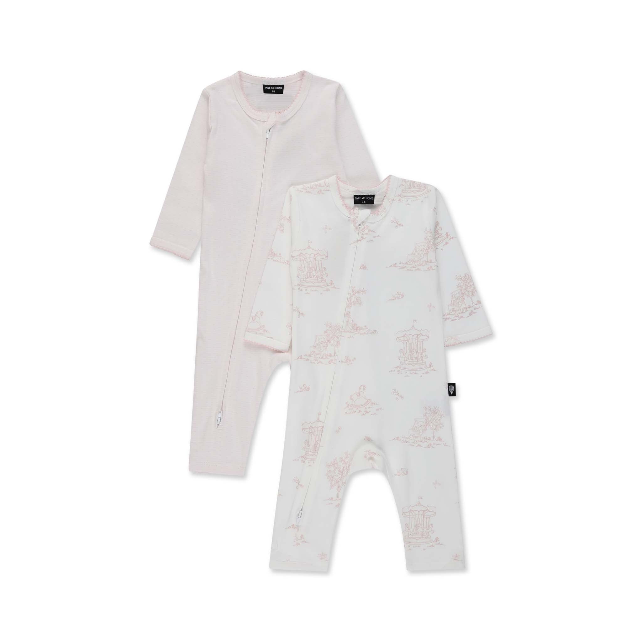 מארז אוברולים עם רוכסן טוואל ורוד