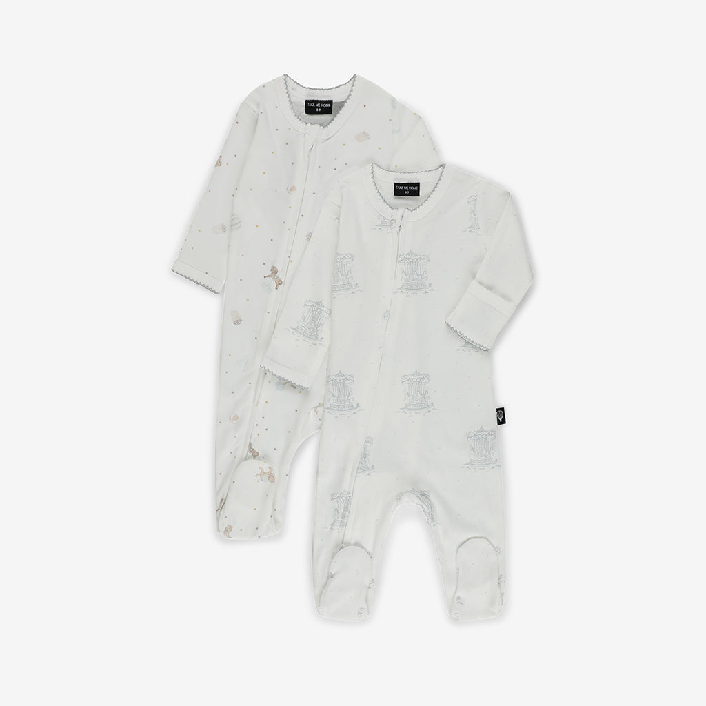 Zip Romper Set – Blue Carousel