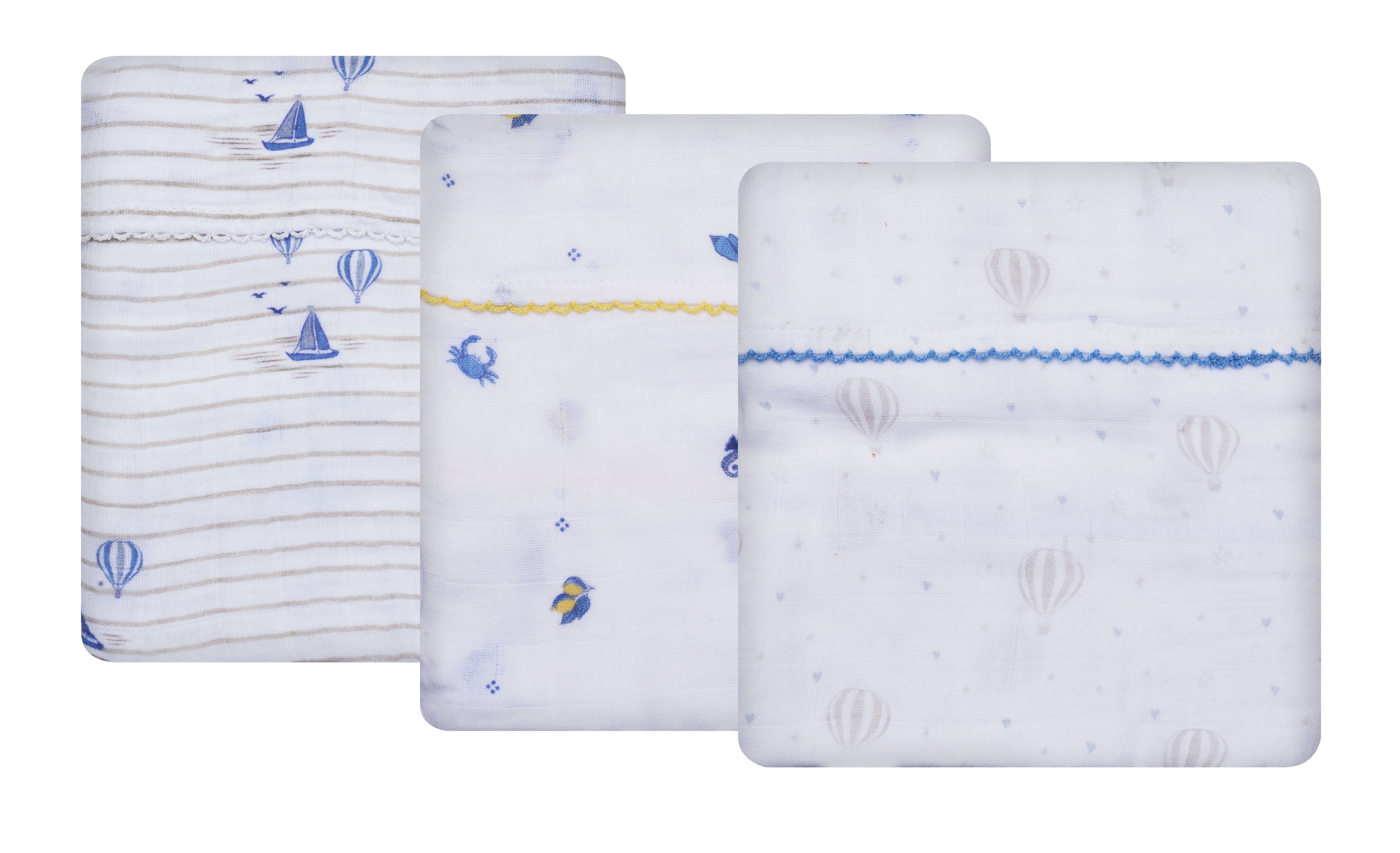 Beach Club Bamboo Muslin Diaper 3-Pack