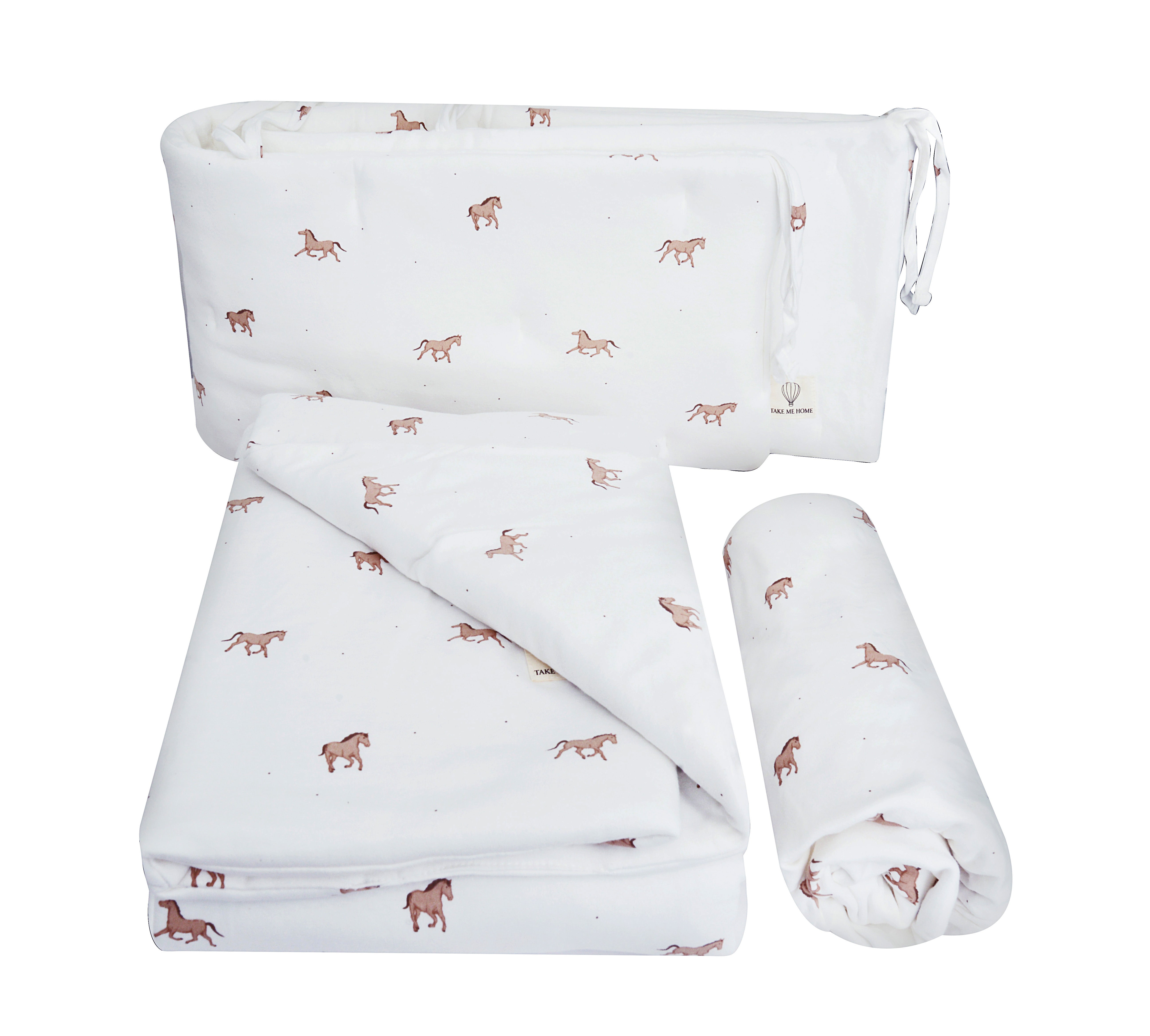 סט מצעים למיטת תינוק סוסים