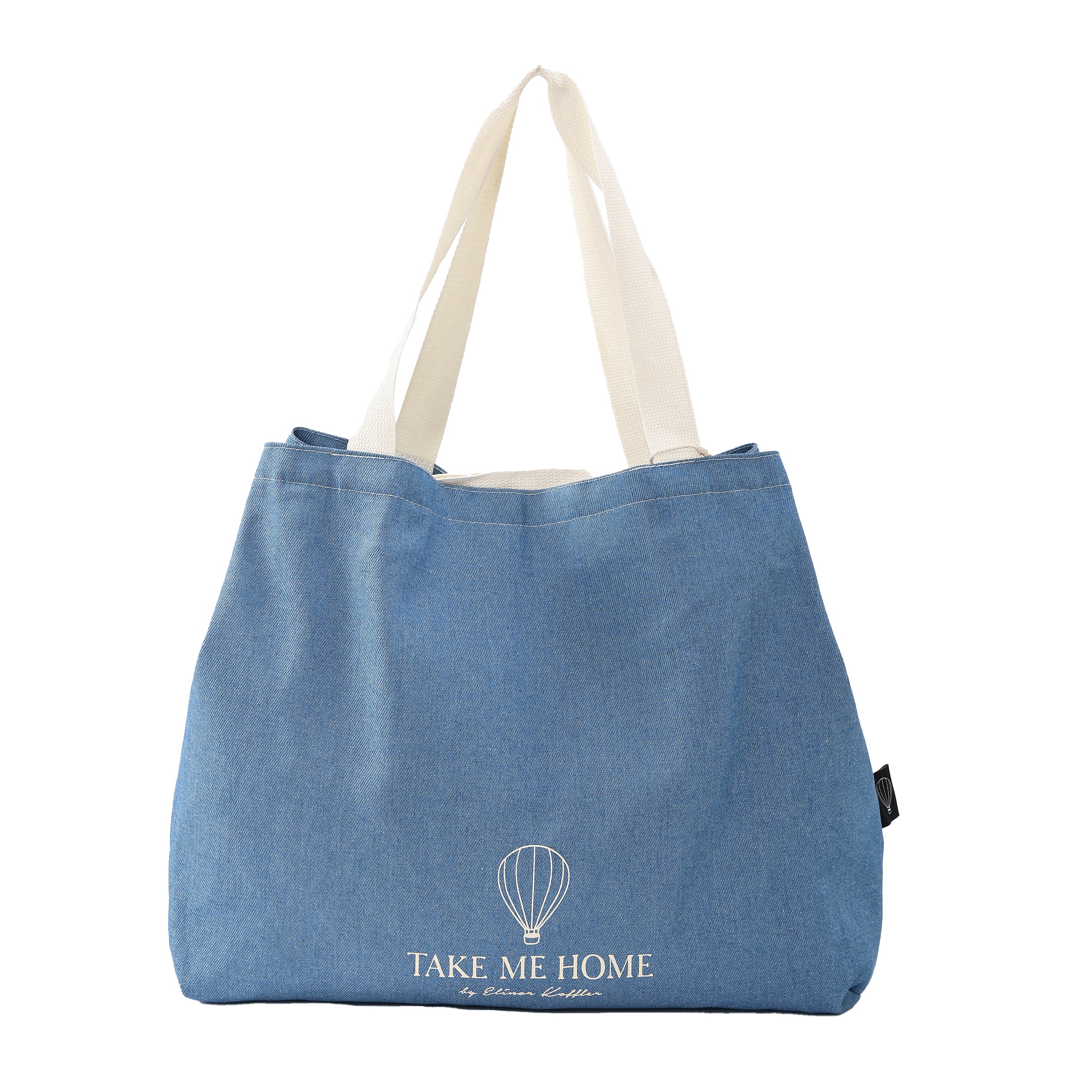 תיק טוט עם רוכסן צבע ג'ינס כדור פורח