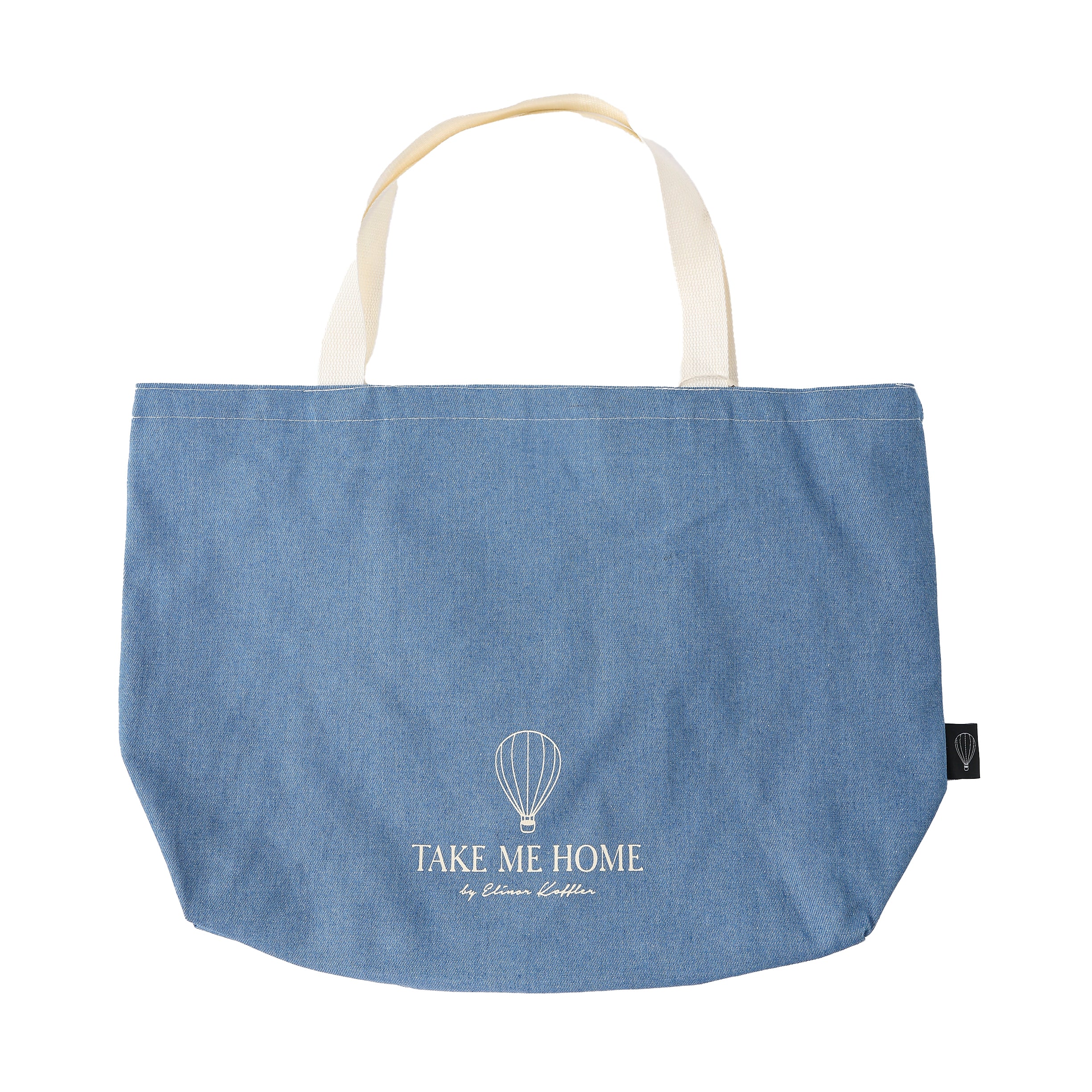 תיק טוט עם רוכסן צבע ג'ינס כדור פורח