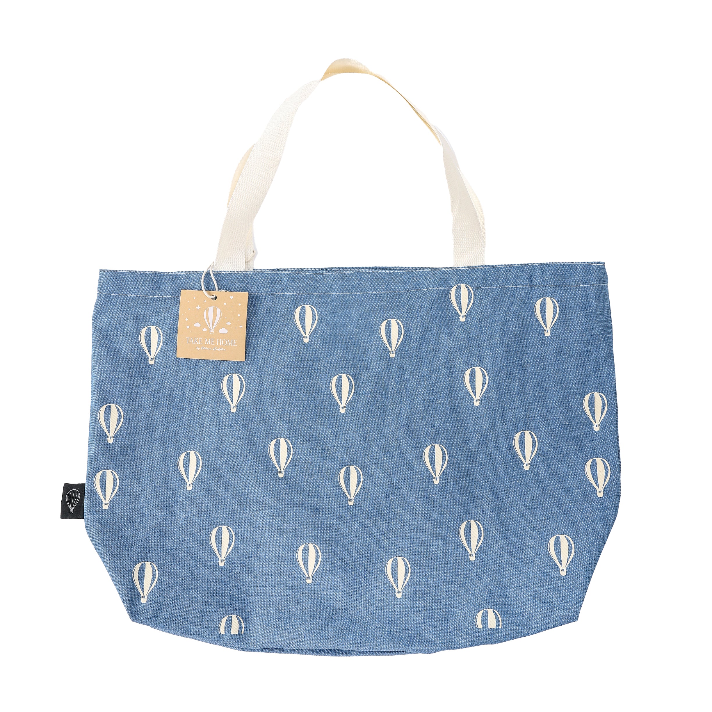 תיק טוט עם רוכסן צבע ג'ינס כדור פורח