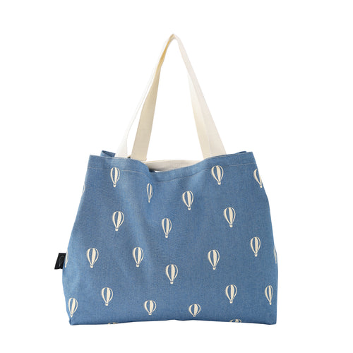 תיק טוט עם רוכסן צבע ג'ינס כדור פורח