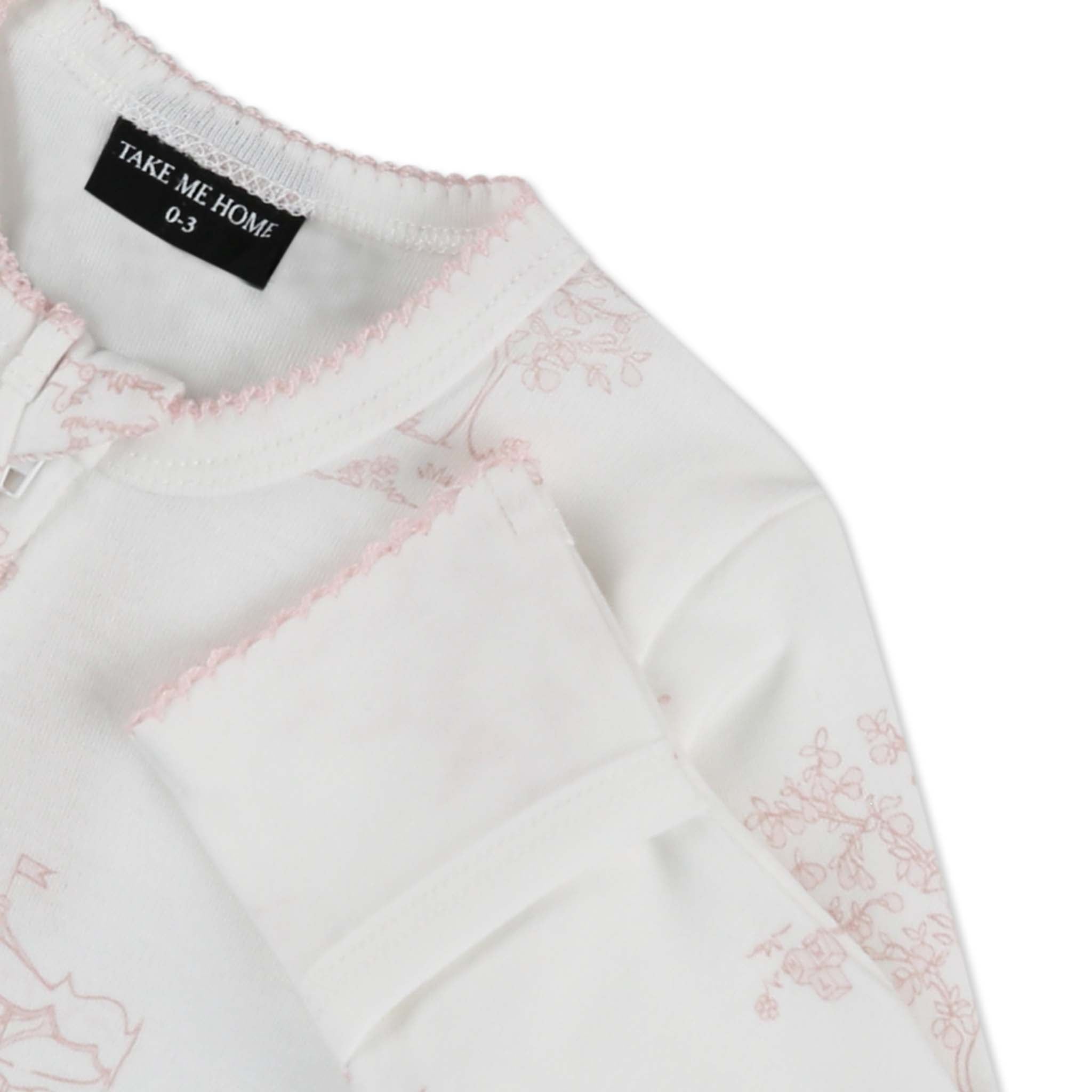 מארז אוברולים עם רוכסן טוואל ורוד 0-3