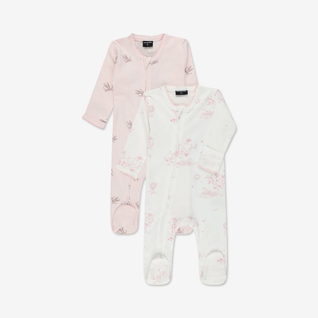 מארז אוברולים רוכסן בייבי פינק 0-3