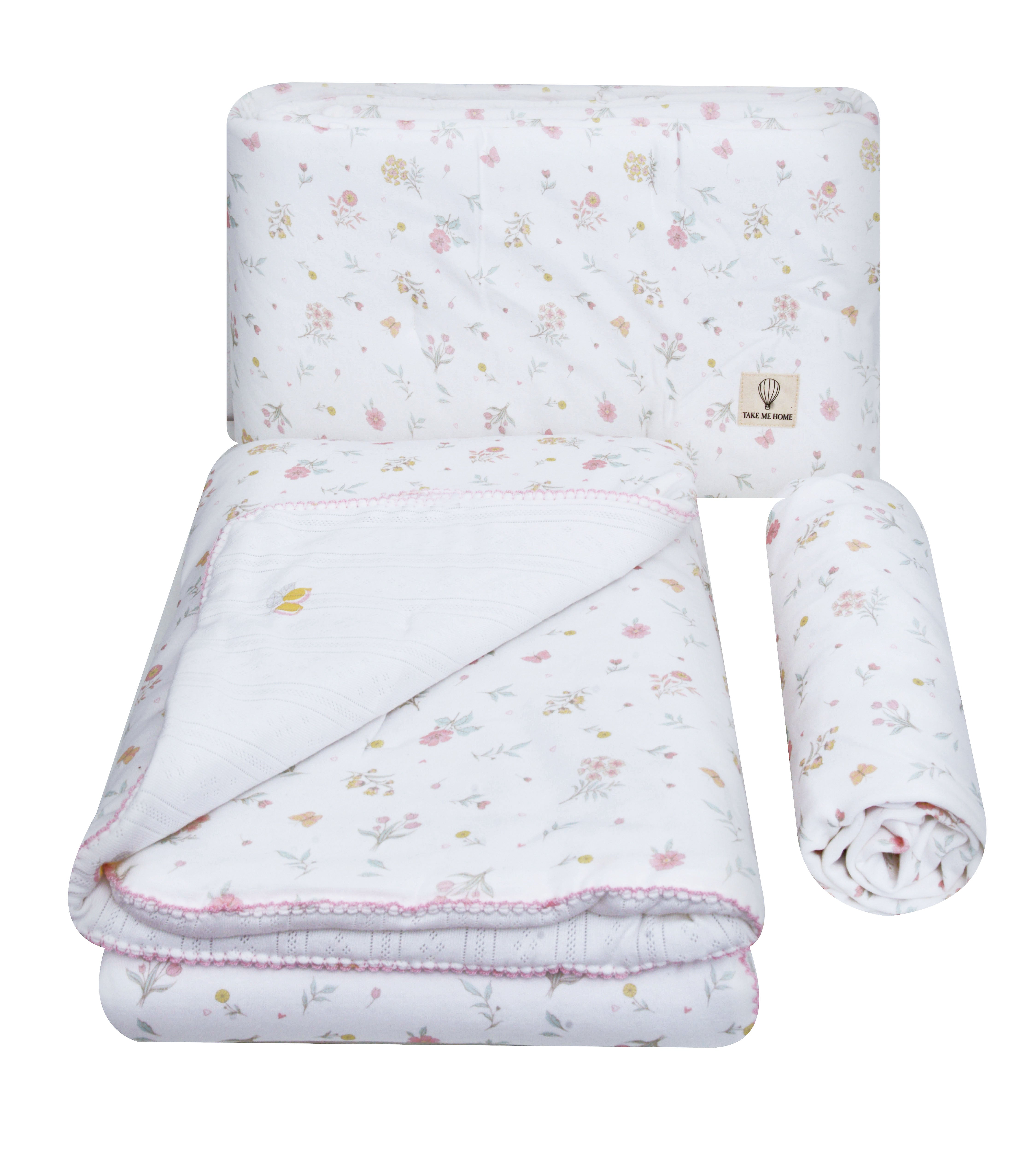 סט מצעים למיטת תינוק – פרחים ולימונים