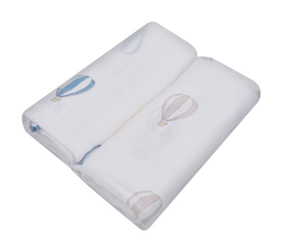 Pair of Bamboo SWADDLES – Classic Hot Air Balloon 