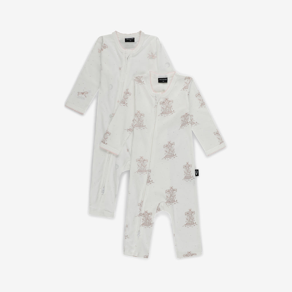 Zip Romper Set – Pink Carousel