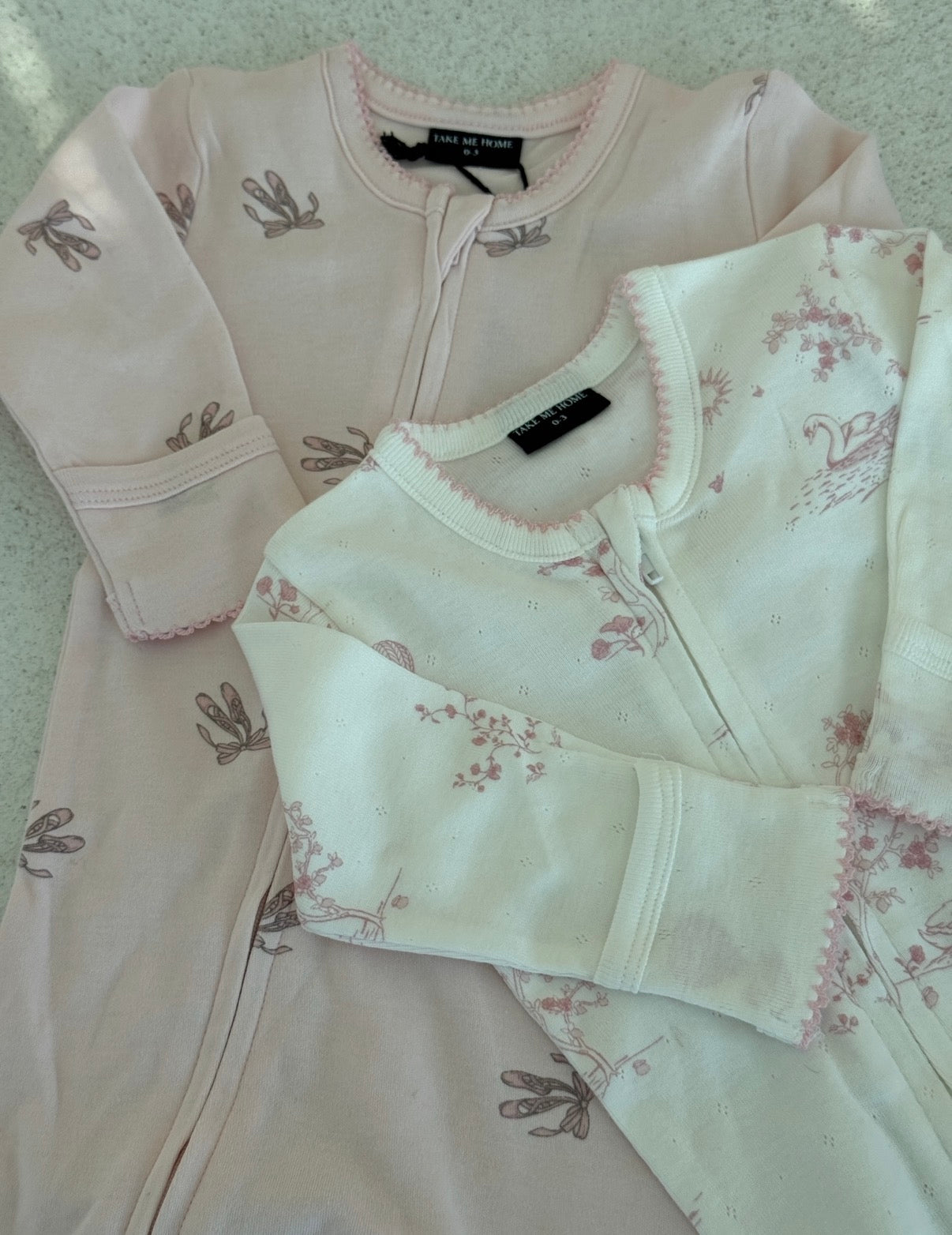 מארז אוברולים רוכסן בייבי פינק 0-3