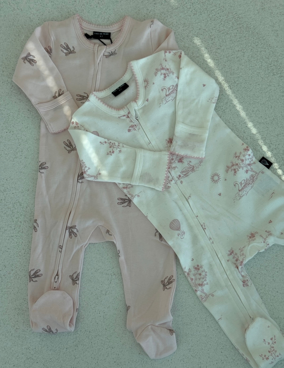 Baby Pink Zip Onesie Set 0-3