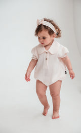 Pink Muslin Overall with Bow