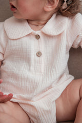 Pink Muslin Overall with Bow